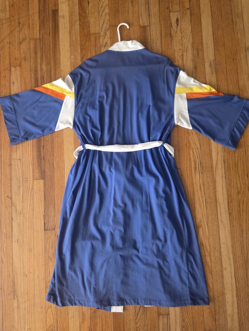 Vintage Christian Dior Monsieur Colorblock Logo Lounge Coat Belted Blue White OS - Picture 4 of 14
